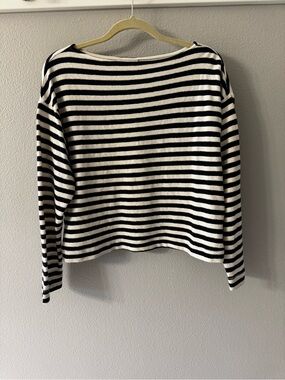 Striped Black & White Boatneck Top
